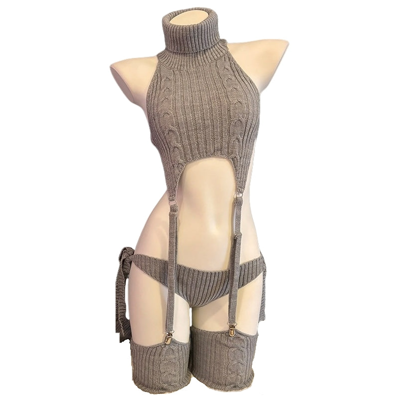 Backless Knit Garter Sweater Dress VV77100