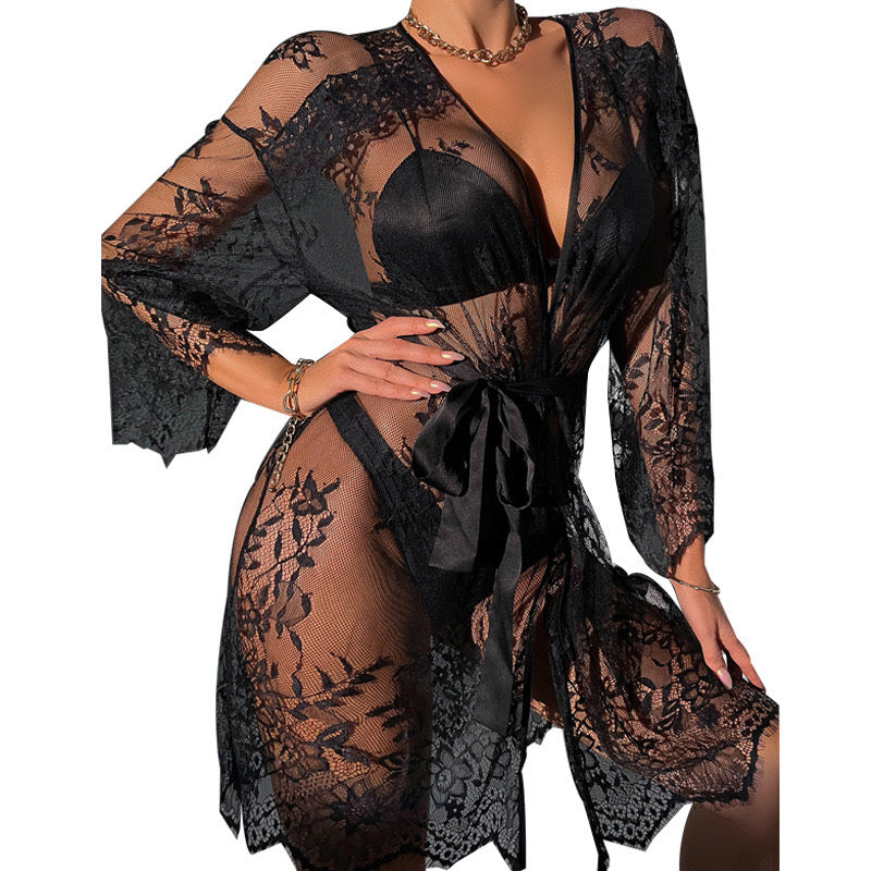 Lace Allure Sheer Robe VV24084