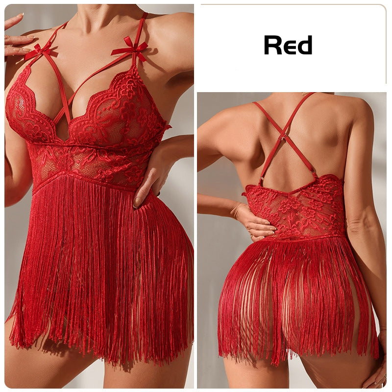 Elegant Fringe Lace Bodysuit VV77097